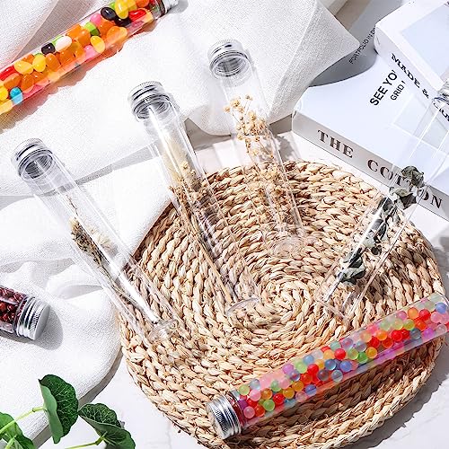 Xuhal 40 Pcs 30x185mm Clear Plastic Test Tubes with Caps for Candy Storage