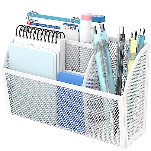 3-Grid Magnetic Pencil Holder, Strong Magnet Locker Organizer, White - color: White