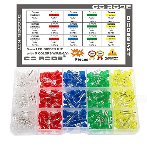 CO-RODE 5mm LED Light Emitting Diodes Kit, Assorted Colors - color: Multi-colored