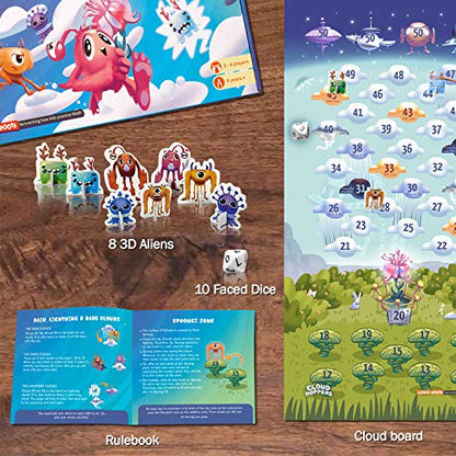 Cloud Hoppers Addition and Subtraction Game - Fun Math Board Game for 6-8 Year Olds, Easy to Play Educational Game for Kids at Home, Perfect STEM Toy Gift for Girls & Boys, Grade 1 & Up - style: Cloud Hoppers