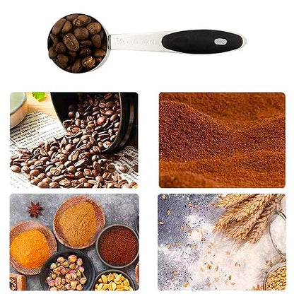 2 PCS 1/8 Cup Stainless Steel Measuring Scoops Coffee Measuring Scoop 30ML Small Coffee Scoop Measuring Cup with Black Silicone Handle Large Capacity And Comfortable Hand Feeling Tablespoon