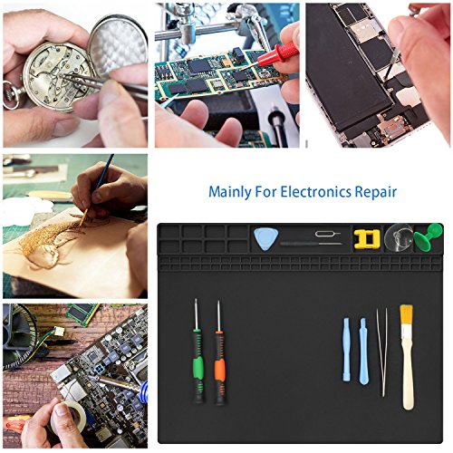 Handook Silicone Soldering Mat, Repair Mat, 16 x 12 Inch, Black - color: Black