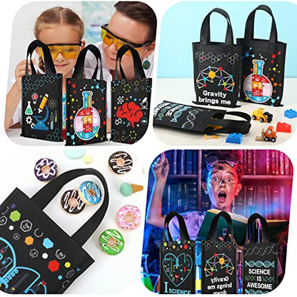 Ferraycle 24 Pcs Science Party Favor Bags, Stem Party Favor Bags, Black - color: black
