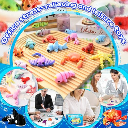 30 Pcs 3D Printed Animals Bulk Pack, Mini Sea Animal Figures - style: 30P Upgrade Ocean Animals