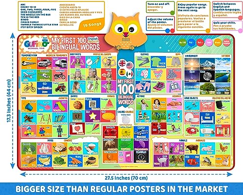 First 100 Words Bilingual Electronic Alphabet Poster for Kids - color: First 100 Words