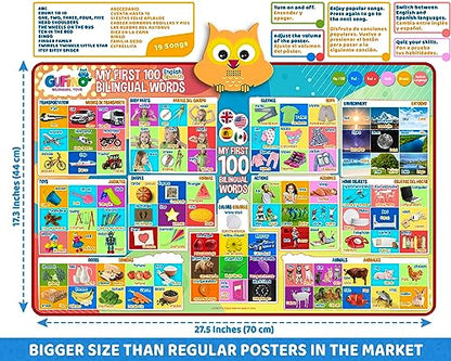 First 100 Words Bilingual Electronic Alphabet Poster for Kids - color: First 100 Words