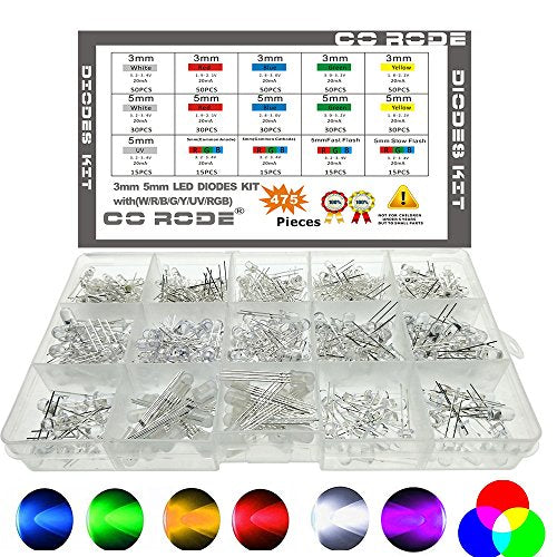 475 Pieces 3mm and 5mm LEDs Emitting Diodes with RGB LEDs,10 Color