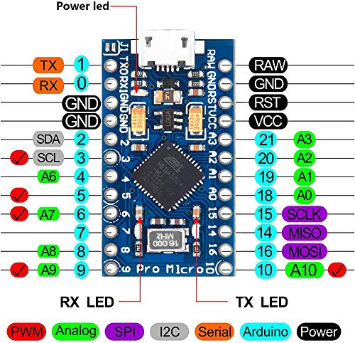 2PCS Pro Micro ATmega32U4 5V 16MHz Micro USB Development Board Module