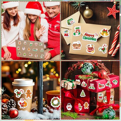 300Pcs Christmas Foam Stickers, Cute Self-Adhesive Xmas Stickers Foam Santa Claus Gingerbread Man Reindeer Sticker Decorations for Home Office School Classroom DIY Art Craft Party Supplies - style: Christmas
