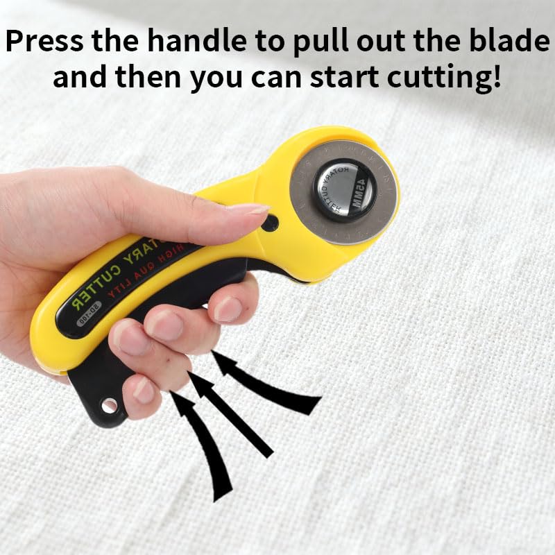Rotary Cutter for Fabric, 45mm and 28mm Cutters Kit with Extra 10 Blades - color: Yellow