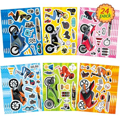 24 Sheets Motorcycle Stickers, Make a Motocross Face Sticker - style: Motorcycle