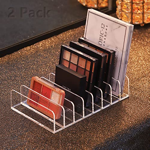 Clear Eyeshadow Makeup Organizer 2Pcs, 8Slot Acrylic Desk Organizer - color: 8-Sections