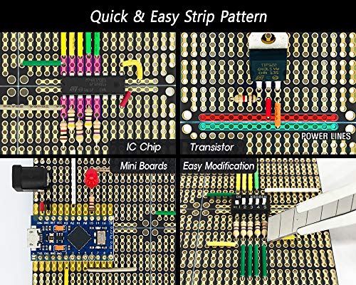 ElectroCookie PCB Prototype Board, Snappable Strip Board with Power Rails for Electronics Projects Compatible for DIY Arduino Soldering Projects, Gold-Plated, 3.8"x3.5" (3 Pack, Matte Black) - color: Black (3Pack)