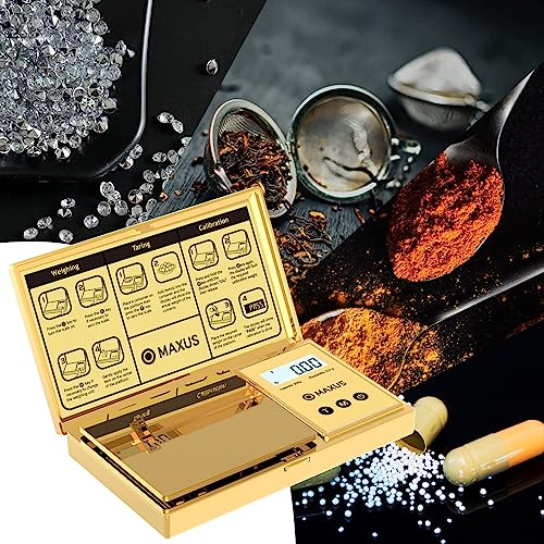 MAXUS Digital Gram Scale 200g x 0.01g, Gold Pocket Scale for Jewelry, Food - color: Gold