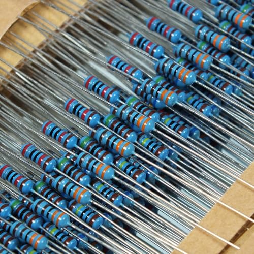 600Pcs 30 Values Resistor Kit, 10 Ohm-1M Ohm with 1% 1/4W Metal Film Resistors Assortment Kit for Electronic Projects (30Values 600Pcs)