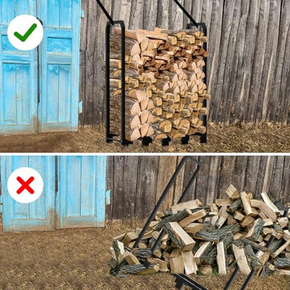4Ft Firewood Rack Holder for Fireplace, Indoor & Outdoor Thickened Metal Firewood Storage Rack, Rust-Resistant, Sturdy, Space-Saving, Easy Assembly. - size: 4Ft