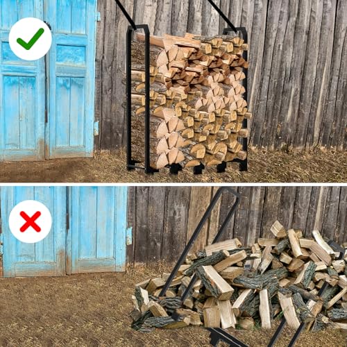 8Ft Firewood Rack Holder for Fireplace, Indoor & Outdoor Thickened Metal Firewood Storage Rack, Rust-Resistant, Sturdy, Space-Saving, Easy Assembly. - size: 8Ft