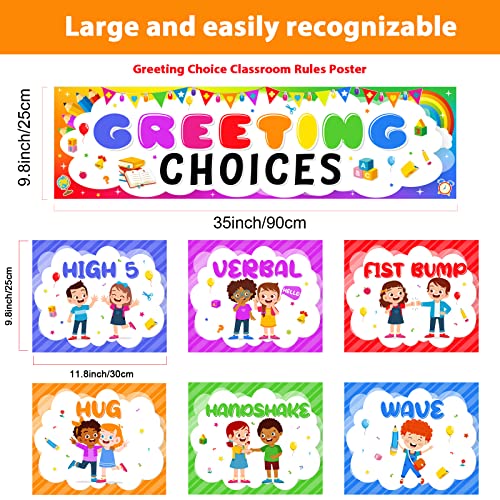 Greeting Choice Classroom Rules Poster Greetings Bulletin Board Banner Decorations Social Distancing Bulletin Wall Decor for Preschool Elementary and Middle School Teachers - style: Greeting Choice