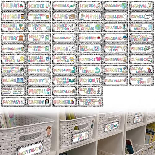 Tinlade 56 Pcs Classroom Reading Corner Label Library, Composition Notebook - style: Composition Notebook