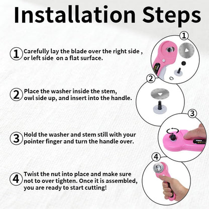 Rotary Cutter for Fabric, 45mm and 28mm Cutters Kit with Extra 10 Blades - color: Blue