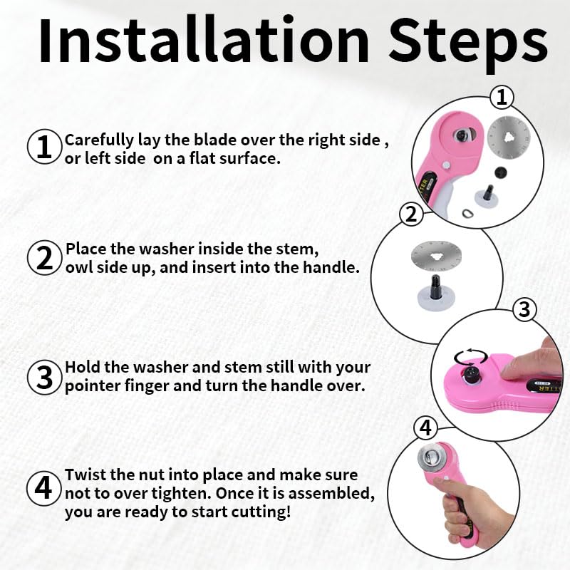 Rotary Cutter for Fabric, 45mm and 28mm Cutters Kit with Extra 10 Blades - color: Pink