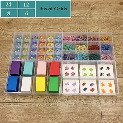 2 Pack Fixed 8 Grids Clear Plastic Organizer Sorting Tray - size: Fixed 8 Grids