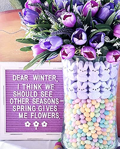 Purple Felt Letter Board Back to School Sign with Rustic Wood White Frame - Farmhouse Letter Board Sign with Stand - Baby Announcement 10x10 Felt Changeable Messages with 350 Set - color: Lilac, size: 10x10 inches