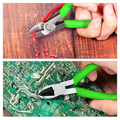 SPEEDWOX Mini Diagonal Pliers Thin Precision Wire Cutters 4-1/2 Inches Small Plastic Nippers Micro Side Cutters Fine Side Cutting Pliers Professional Jewelry Making Tool Beading Hobby Craft DIY - style: Diagonal Clamp