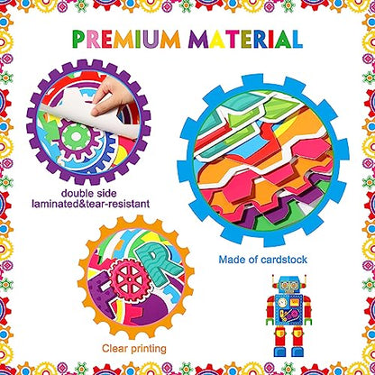 Fulmoon 52 Pcs Gear Bulletin Board Set Classroom Steam Robot Wall Decor
