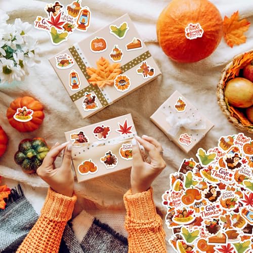 300Pcs Thanksgiving Foam Stickers, Cute Self-Adhesive Autumn Stickers Foam Thanksgiving Turkey Sticker Decorations for Home Office School Classroom DIY Art Craft Party Supplies - style: Thanksgiving