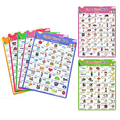 Lachilly Sight Words 5 Levels Learnig Posters, Vocabulary Building, Preschool, Home, Middle and High School Classroom Wall Decoration, Bulletin Board Set, Teacher Teaching Aids, 5 Sheet - style: Sight Words 5P