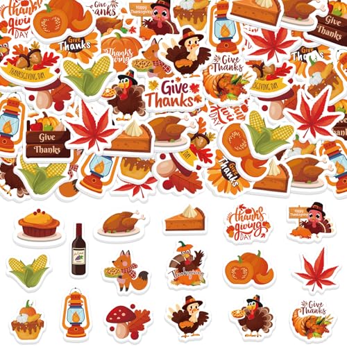 300Pcs Thanksgiving Foam Stickers, Cute Self-Adhesive Autumn Stickers Foam Thanksgiving Turkey Sticker Decorations for Home Office School Classroom DIY Art Craft Party Supplies - style: Thanksgiving