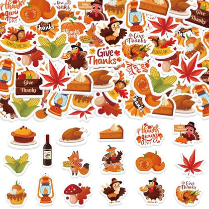 300Pcs Thanksgiving Foam Stickers, Cute Self-Adhesive Autumn Stickers Foam Thanksgiving Turkey Sticker Decorations for Home Office School Classroom DIY Art Craft Party Supplies - style: Thanksgiving