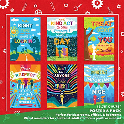 Sproutbrite 6 Pack 19.75”x13.75” Kindness & Respect Posters - color: Bold color