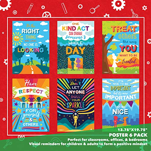 Sproutbrite 6 Pack 19.75”x13.75” Kindness & Respect Posters - color: Bold color