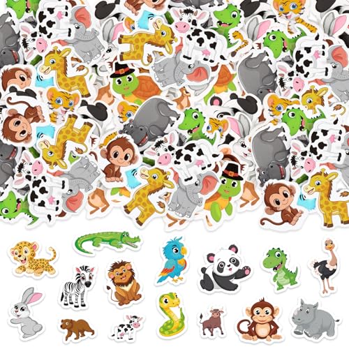 300Pcs Animals Foam Stickers, Self-Adhesive Cartoon Forest Animals Foam Reward Stickers for Crafts Forest Theme Party Favors Home Classroom DIY Supplies - style: Animals