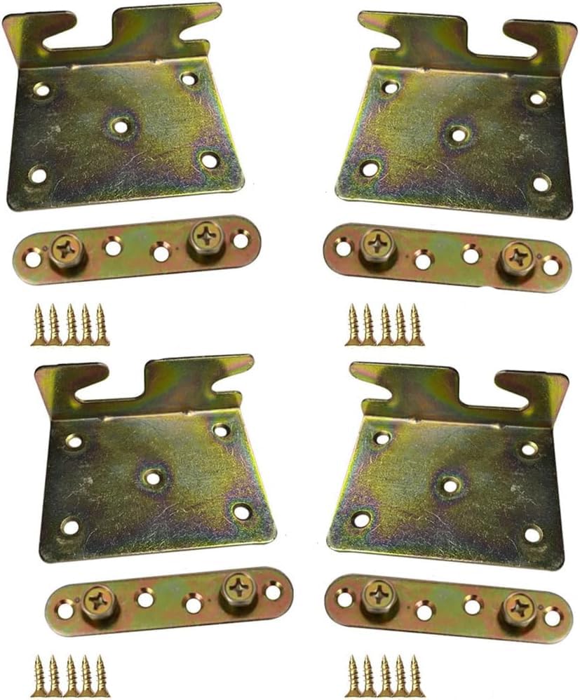 RUIAN Bed Hinge Universal C-Bed Rail Brackets Hinge 2 Hooks Heavy Duty for Bed Frames Headboard Footboard, 4Pcs - color: 4PCS,GREEN