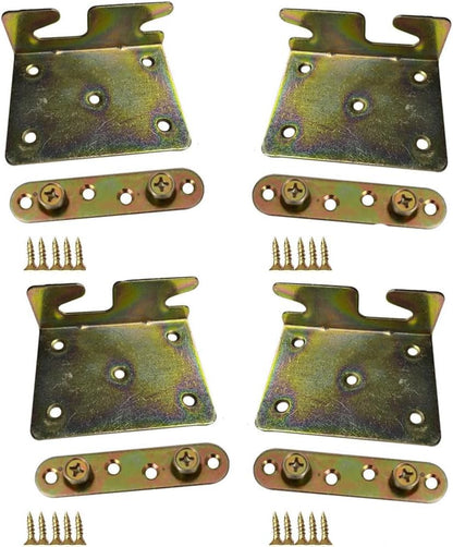 RUIAN Bed Hinge Universal C-Bed Rail Brackets Hinge 2 Hooks Heavy Duty for Bed Frames Headboard Footboard, 4Pcs - color: 4PCS,GREEN