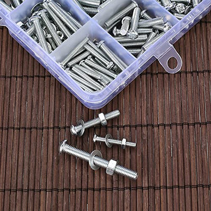 720 Pcs Nuts and Bolts Assortment Kit, M3 M4 M5 Carbon Steel Screws Bolts and Nuts and Washers Assortment Set, Assorted Cross Pan Head Machine Screws Set, with Storage Case