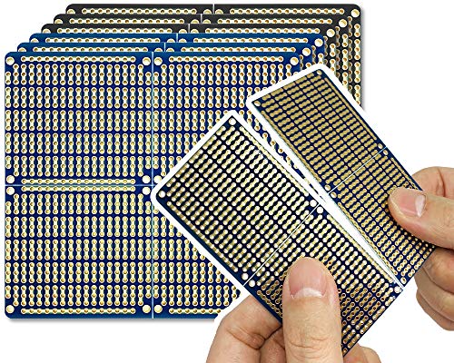 ElectroCookie PCB Prototype Board, Snappable Strip Board with Power Rails for Electronics Projects Compatible for DIY Arduino Soldering Projects, Gold-Plated, 3.8"x3.5" (6 Pack, 3Blue+3Black) - color: Blue+Black (6Pack)