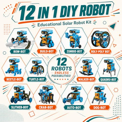 STEM Solar Power Robots Toys for Boys Aged 8-12, 12 in 1 Educational Building Science Experiment Kit for Kids, Birthday Gifts for Aged 8 9 10 11 12 13 Boys Girls Teens