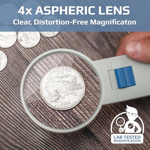 Carson Illuminated LED Lighted 4x Hand Held 3.0'' Aspheric Magnifier (SV-40)