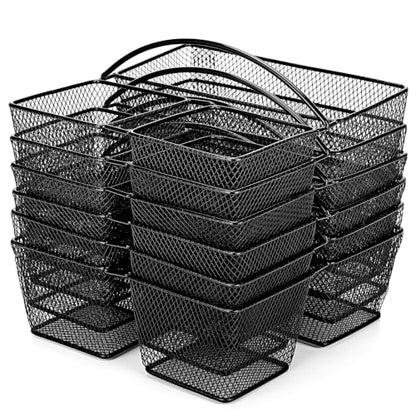 LemonRoad 6 Pcs Classroom Table Caddy Portable Metal Storage Caddy with Handle 3 Compartment Multipurpose Classroom Storage Organizer Caddies for Table Desk Office School Kids Room (Black)