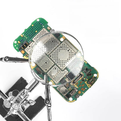 Helping Hands Magnifier Glass Stand with Alligator Clips - 5X Magnifying Lens, Perfect for Circuit Board Repair, Electronics Soldering, Hobby Crafts