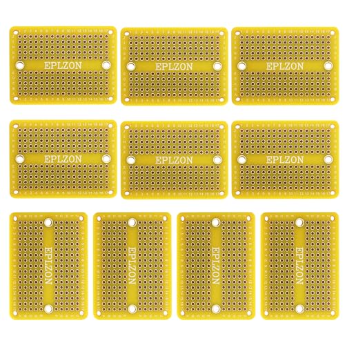 Solderable Breadboard Mini PCB Board Gold-Plated Solder Breadboard for DIY Electronics Projects Apply to Soldering Projects 2.0"x1.5" Mixed Color(Pack of 10 Pcs,Yellow) - size: Yellow