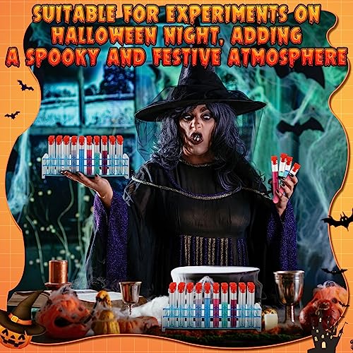 Xuhal 100 Pcs Halloween Test Tubes and Holder, 16 x 100 mm Plastic Caps