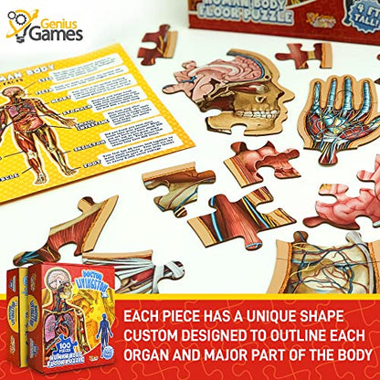 Human Anatomy Kids Floor Puzzle - Dr Livingston Jr's 100-Piece Full Body Jigsaw Puzzle - 4 FT Medically Accurate Floor Puzzles for Kids Ages 6-8, 4-8, 8-10 - Educational Toys for Children, Toddlers - style: Full Human Body Puzzle