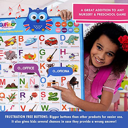 English & Spanish Alphabet Poster - Interactive Bilingual Toys for Kids - color: Alphabet Blue