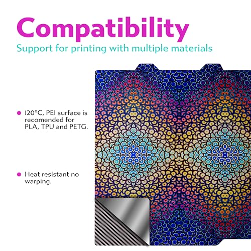Cookiecad Cookie Sheet - Holographic 3D Printer Build Plate - Double Sided Reflective 3D Printer Bed, Flexible Spring Steel 3D Printer Platform (Chromatic Circles, 180x180mm) - size: 180x180, style: Chromatic Circles