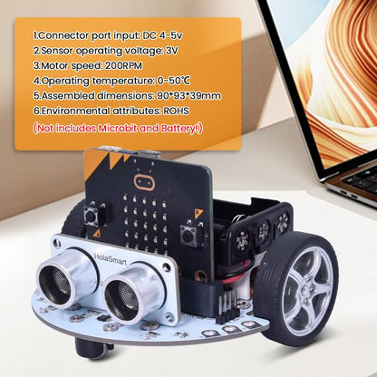 microbit DIY Mini Coding Robot Car Kit Compatible with BBC Micro:bit V2 and V1, STEM Engineering Science Kits for Graphical MakeCode and Python (Without Micro:bit and AAA Battery)